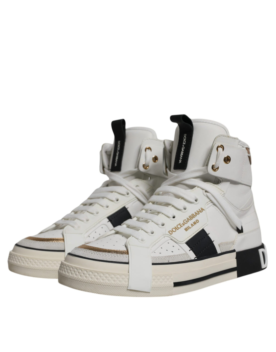 Dolce & Gabbana White Leather High Top Men Sneakers Shoes