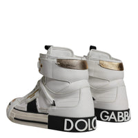 Dolce & Gabbana White Leather High Top Men Sneakers Shoes