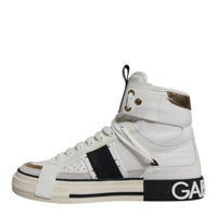 Dolce & Gabbana White Leather High Top Men Sneakers Shoes