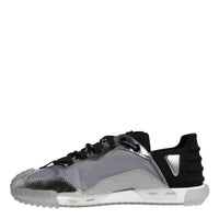 Dolce & Gabbana Silver Black Nylon NS1 Low Top Sneakers Shoes