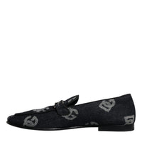 Dolce & Gabbana Black Logo Cotton Loafers Formal Dress Shoes