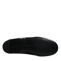 Dolce & Gabbana Black Logo Cotton Loafers Formal Dress Shoes