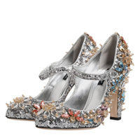 Dolce & Gabbana Silver Sequin Embellished Heels Pumps Shoes