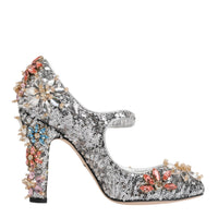 Dolce & Gabbana Silver Sequin Embellished Heels Pumps Shoes