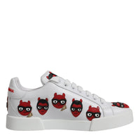 Dolce & Gabbana White Devil Face Portofino Sneakers Shoes