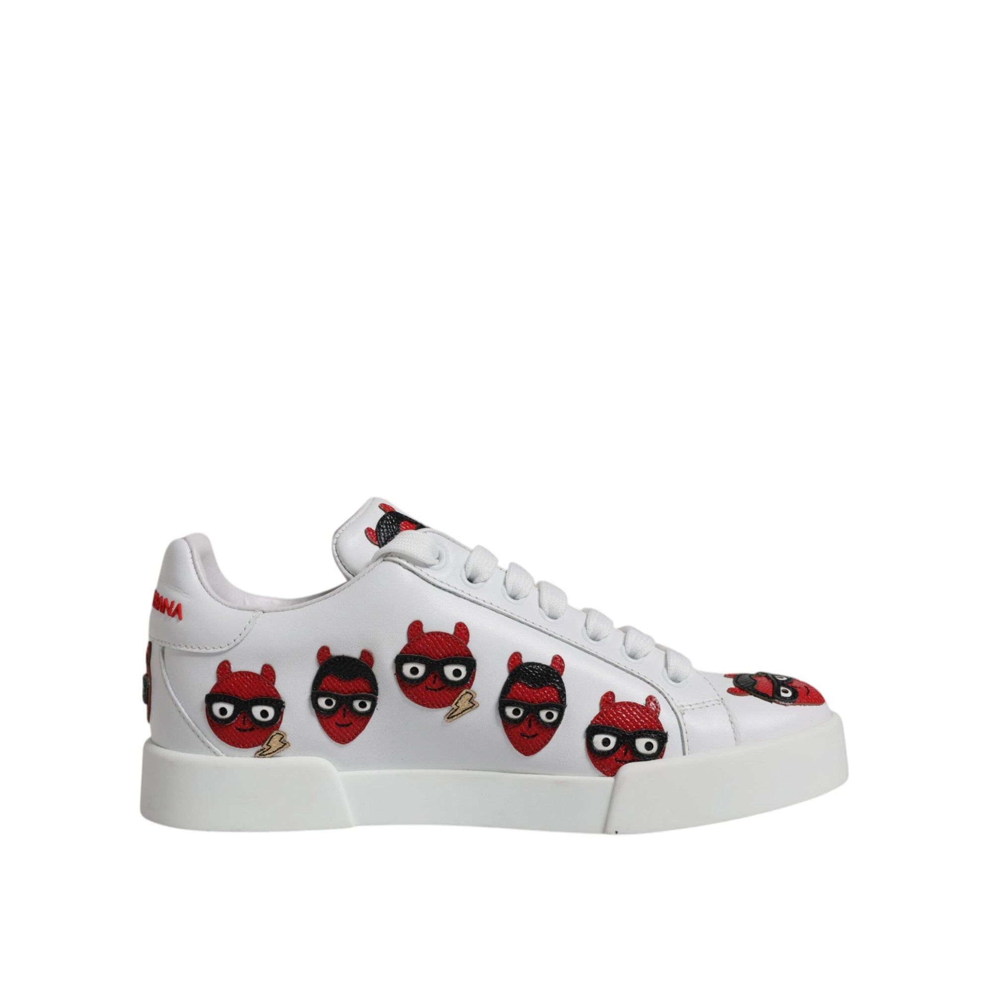 Dolce &amp; Gabbana White Devil Face Portofino Sneakers Shoes