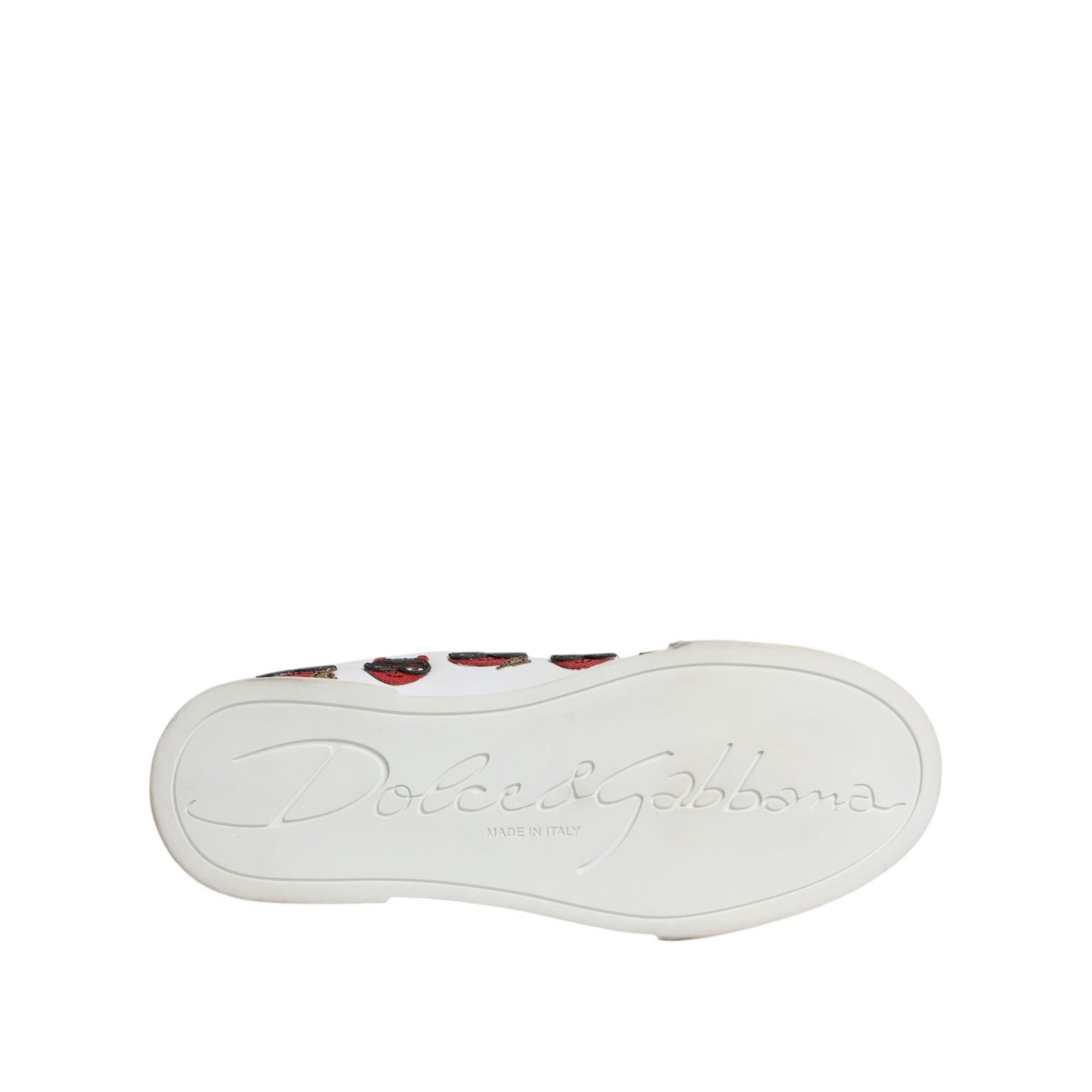 Dolce &amp; Gabbana White Devil Face Portofino Sneakers Shoes