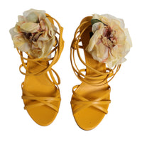 Dolce & Gabbana Orange Flower Applique Keira Sandals Shoes