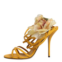 Dolce & Gabbana Orange Flower Applique Keira Sandals Shoes