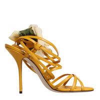 Dolce & Gabbana Orange Flower Applique Keira Sandals Shoes