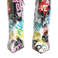 Dolce & Gabbana Multicolor Graffiti Keira Mid Calf Boots Shoes