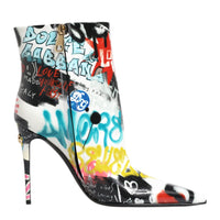 Dolce & Gabbana Multicolor Graffiti Keira Mid Calf Boots Shoes