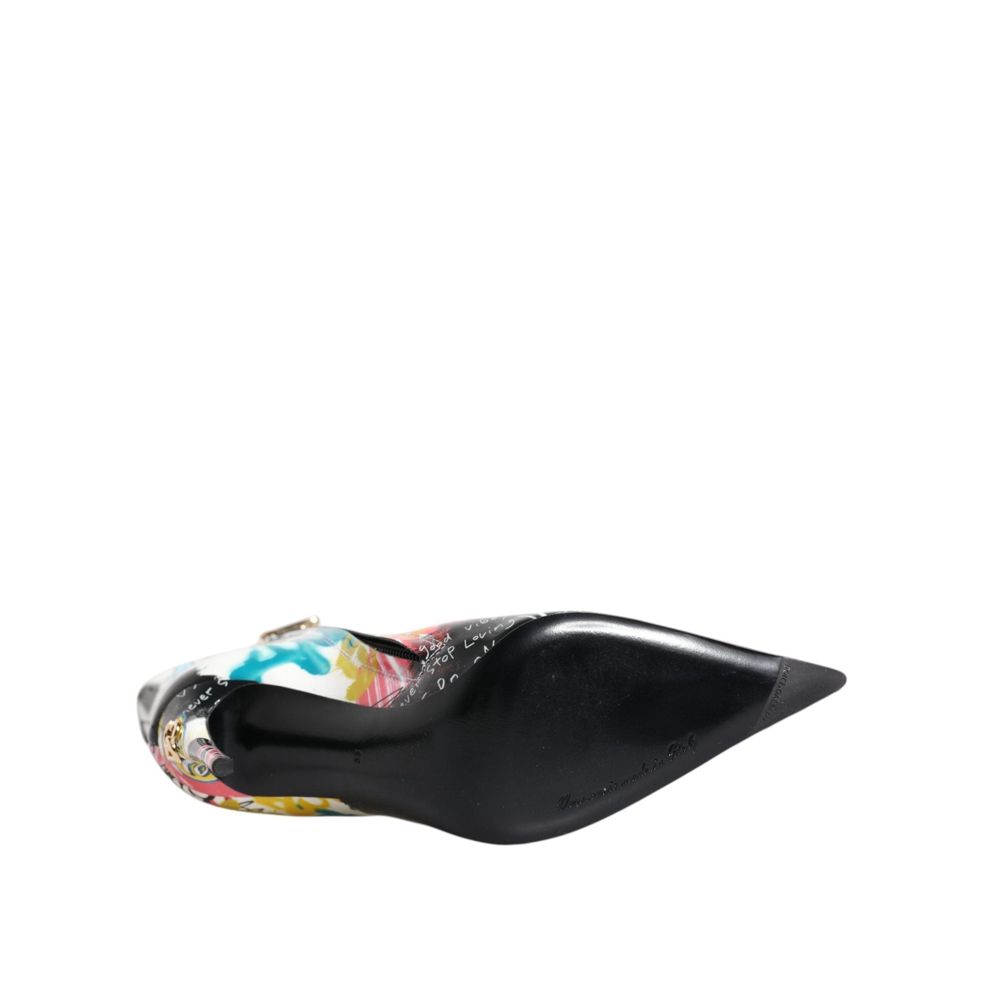 Dolce &amp; Gabbana Multicolor Graffiti Keira Mid Calf Boots Shoes