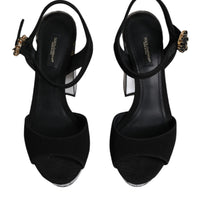 Dolce & Gabbana Black Mirror Heels Platform Sandals Shoes