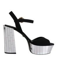 Dolce & Gabbana Black Mirror Heels Platform Sandals Shoes