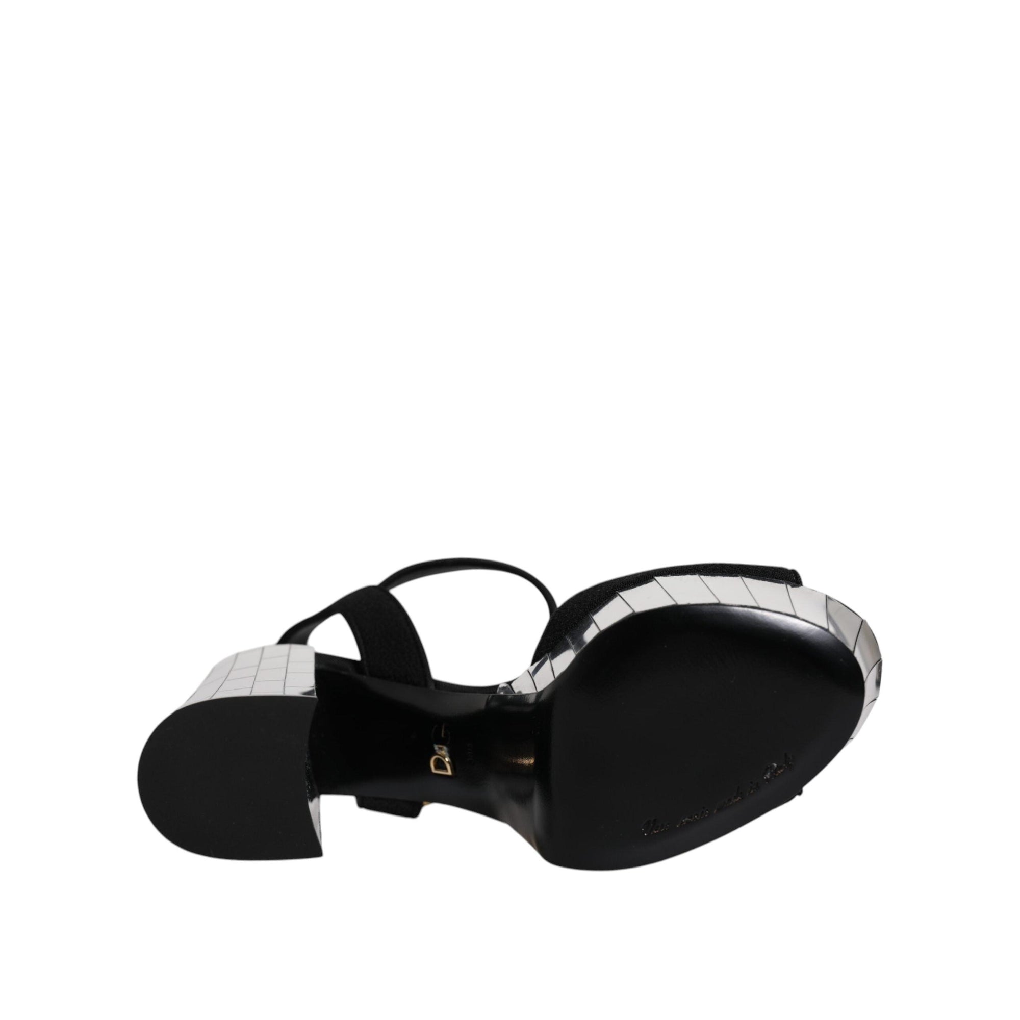 Dolce &amp; Gabbana Black Mirror Heels Platform Sandals Shoes
