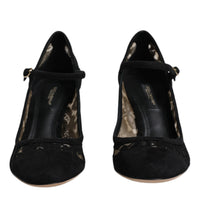 Dolce & Gabbana Black Mary Jane Taormina Lace Pumps Shoes