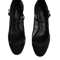 Dolce & Gabbana Black Mary Jane Taormina Lace Pumps Shoes