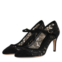 Dolce & Gabbana Black Mary Jane Taormina Lace Pumps Shoes