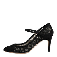 Dolce & Gabbana Black Mary Jane Taormina Lace Pumps Shoes