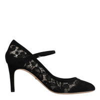 Dolce & Gabbana Black Mary Jane Taormina Lace Pumps Shoes