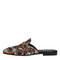 Dolce & Gabbana Multicolor Jacquard Logo Flat Sandals Shoes