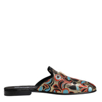 Dolce & Gabbana Multicolor Jacquard Logo Flat Sandals Shoes