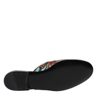 Dolce & Gabbana Multicolor Jacquard Logo Flat Sandals Shoes