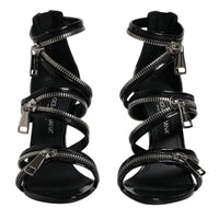 Dolce & Gabbana Black Zipper Ankle Strap Heels Sandals Shoes