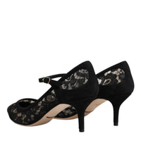 Dolce & Gabbana Black Mary Jane Taormina Lace Pumps Shoes