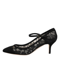 Dolce & Gabbana Black Mary Jane Taormina Lace Pumps Shoes