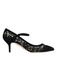 Dolce & Gabbana Black Mary Jane Taormina Lace Pumps Shoes