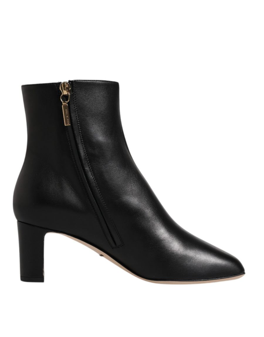 Dolce & Gabbana Black Jackie Leather Mid Calf Boots Shoes