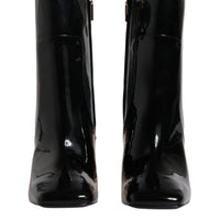 Dolce & Gabbana Black Jackie Leather Mid Calf Boots Shoes