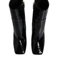 Dolce & Gabbana Black Jackie Leather Mid Calf Boots Shoes