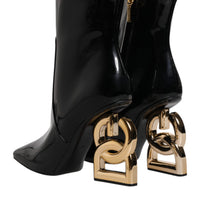 Dolce & Gabbana Black Jackie Leather Mid Calf Boots Shoes