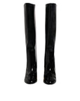 Dolce & Gabbana Black Patent Leather Vally High Boots Shoes