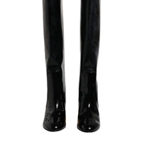 Dolce & Gabbana Black Patent Leather Vally High Boots Shoes