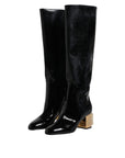 Dolce & Gabbana Black Patent Leather Vally High Boots Shoes
