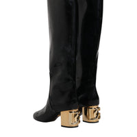 Dolce & Gabbana Black Patent Leather Vally High Boots Shoes