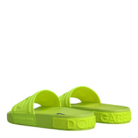 Dolce & Gabbana Green Rubber Slides Sandals Beachwear Shoes