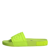 Dolce & Gabbana Green Rubber Slides Sandals Beachwear Shoes