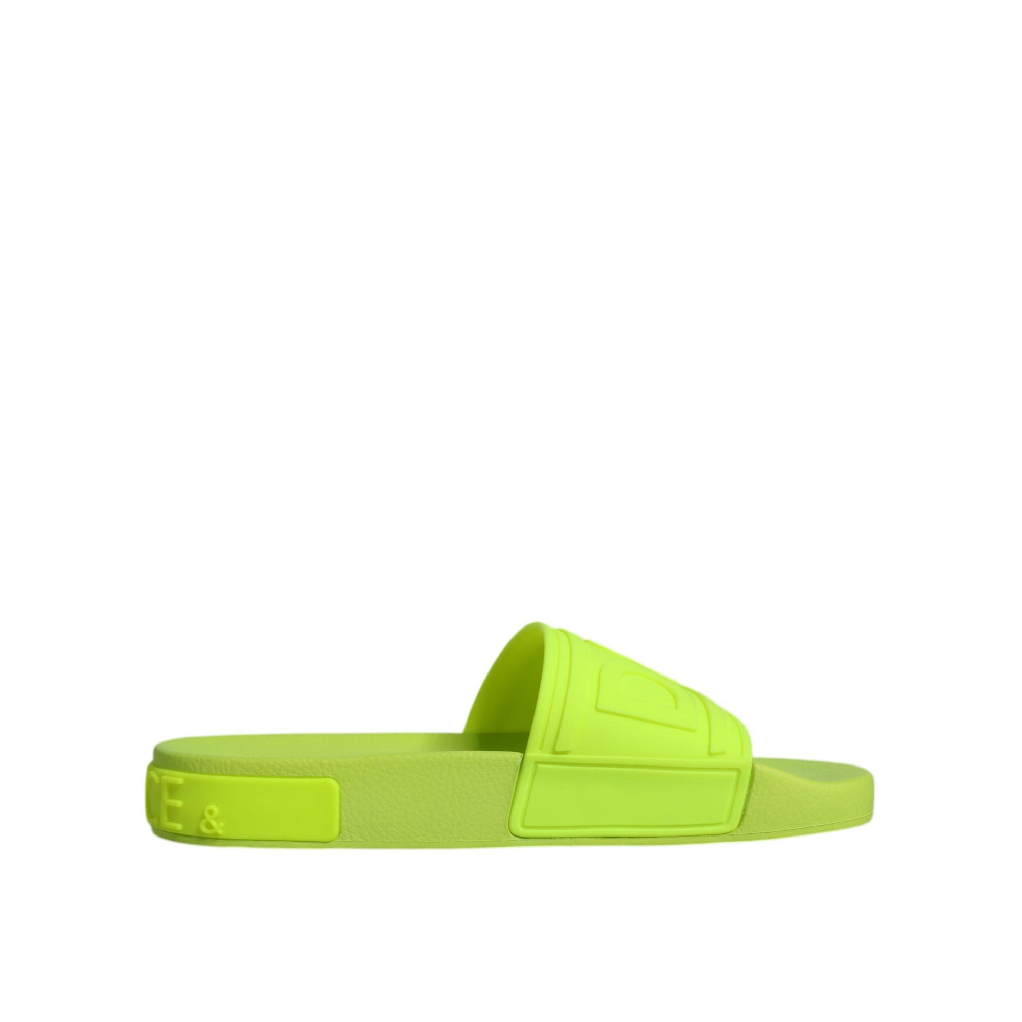 Dolce &amp; Gabbana Green Rubber Slides Sandals Beachwear Shoes