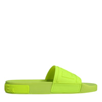 Dolce & Gabbana Green Rubber Slides Sandals Beachwear Shoes