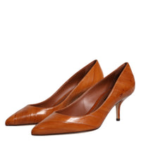 Dolce & Gabbana Brown Leather Kitten Heels Pumps Shoes