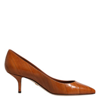 Dolce & Gabbana Brown Leather Kitten Heels Pumps Shoes