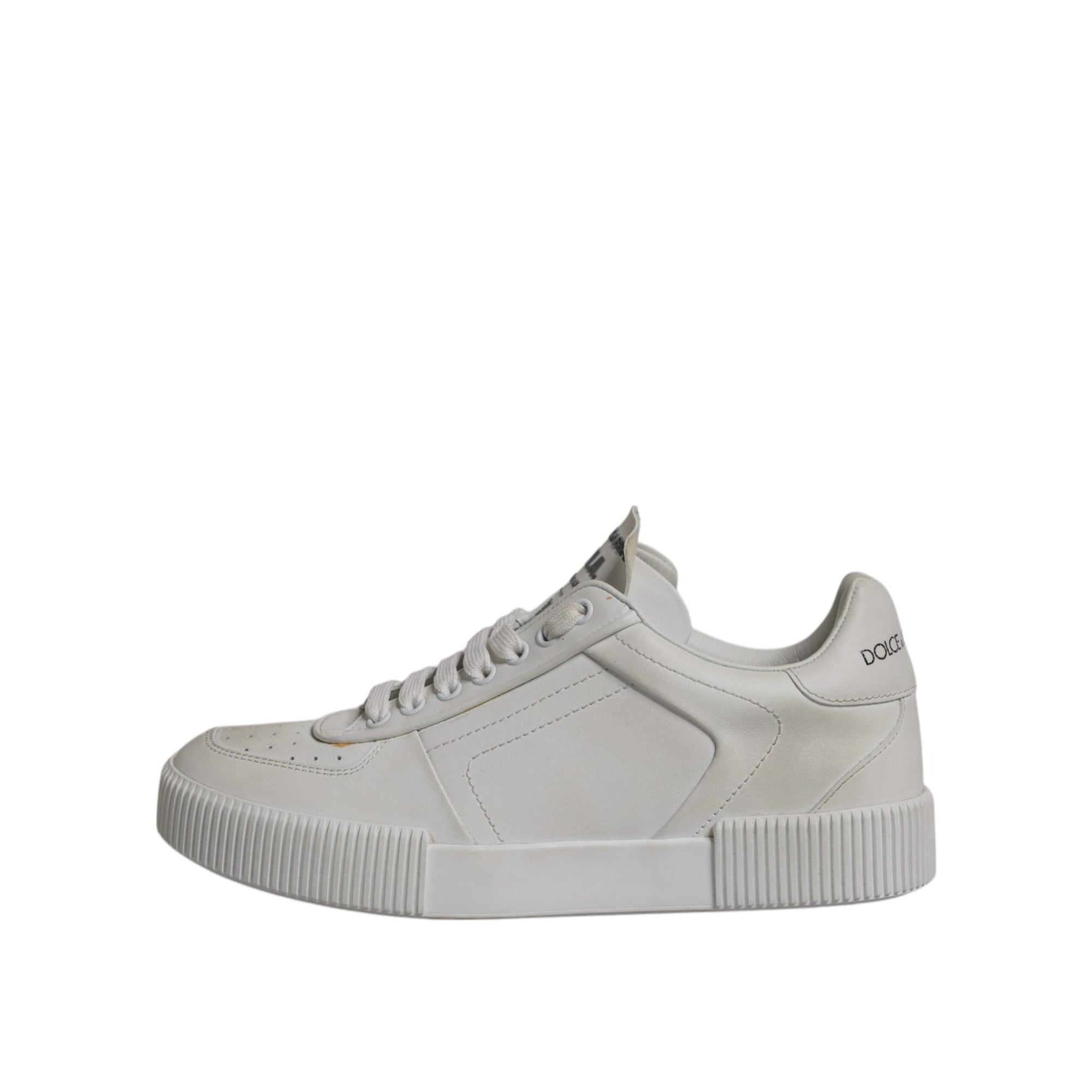 Dolce &amp; Gabbana White Miami Leather Low Top Sneakers Shoes