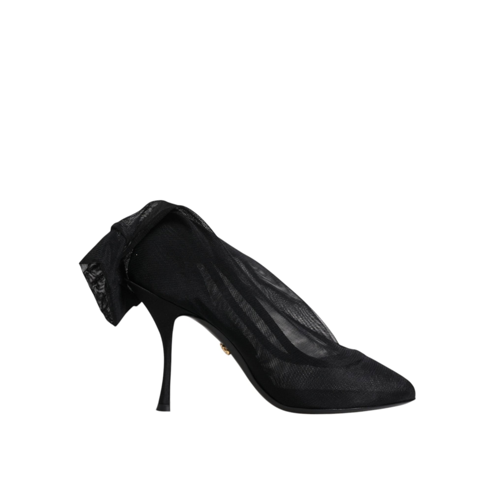 Dolce &amp; Gabbana Black Silk Stretch Mesh Sock Boots Shoes