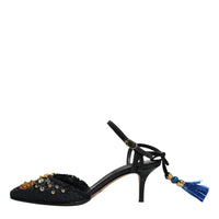 Dolce & Gabbana Black Pineapple Bellucci Heels Sandals Shoes