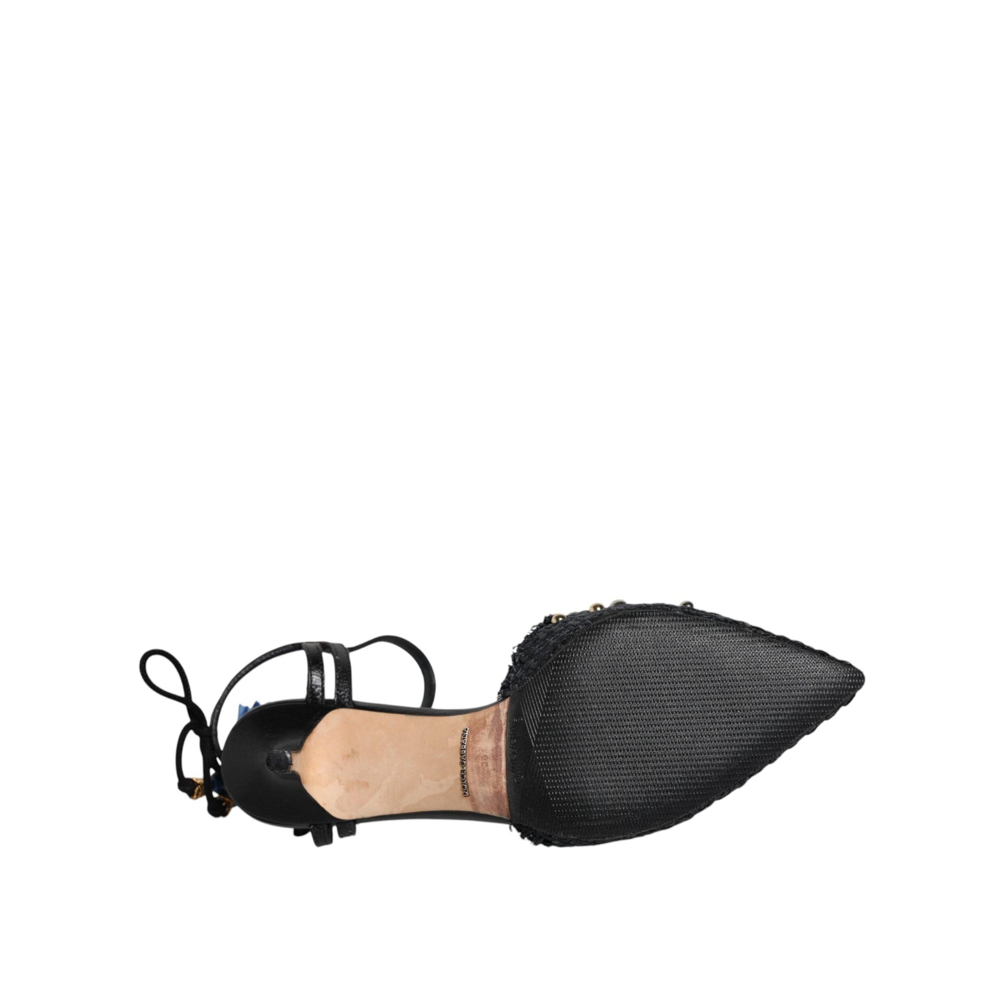 Dolce &amp; Gabbana Black Pineapple Bellucci Heels Sandals Shoes